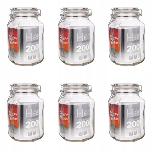 6x SŁOIK POJEMNIK na ŻYWNOŚĆ ogórki weki 2 L KLIPSEM grzyby kapustę bigos