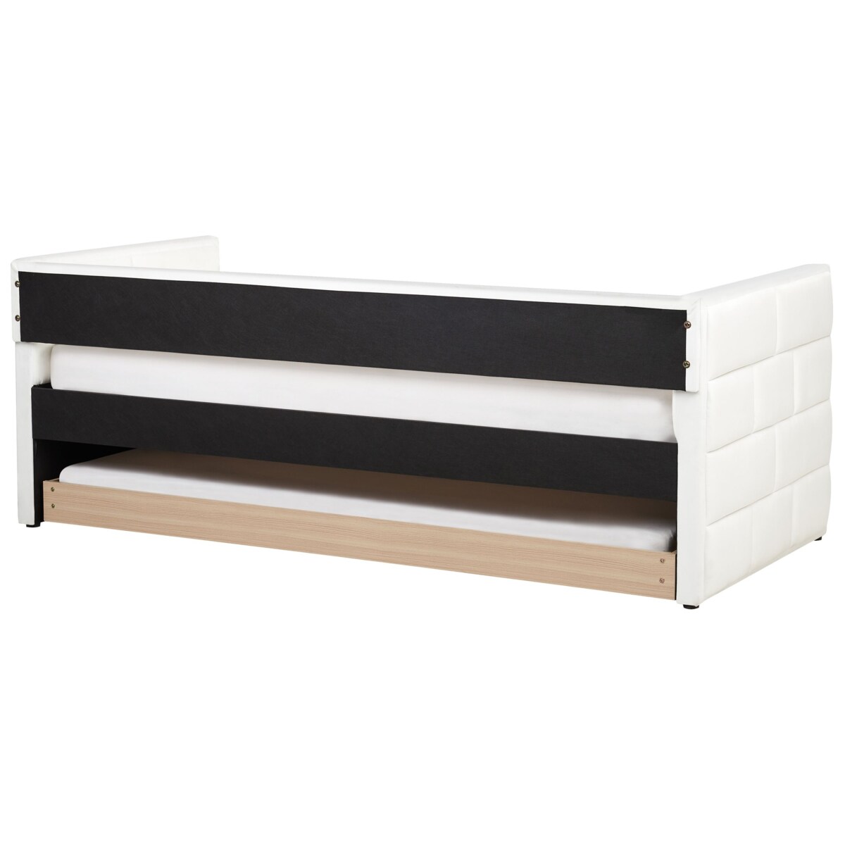 Łóżko wysuwane Welur CHAVONNE 90 x 200 cm Złamana biel