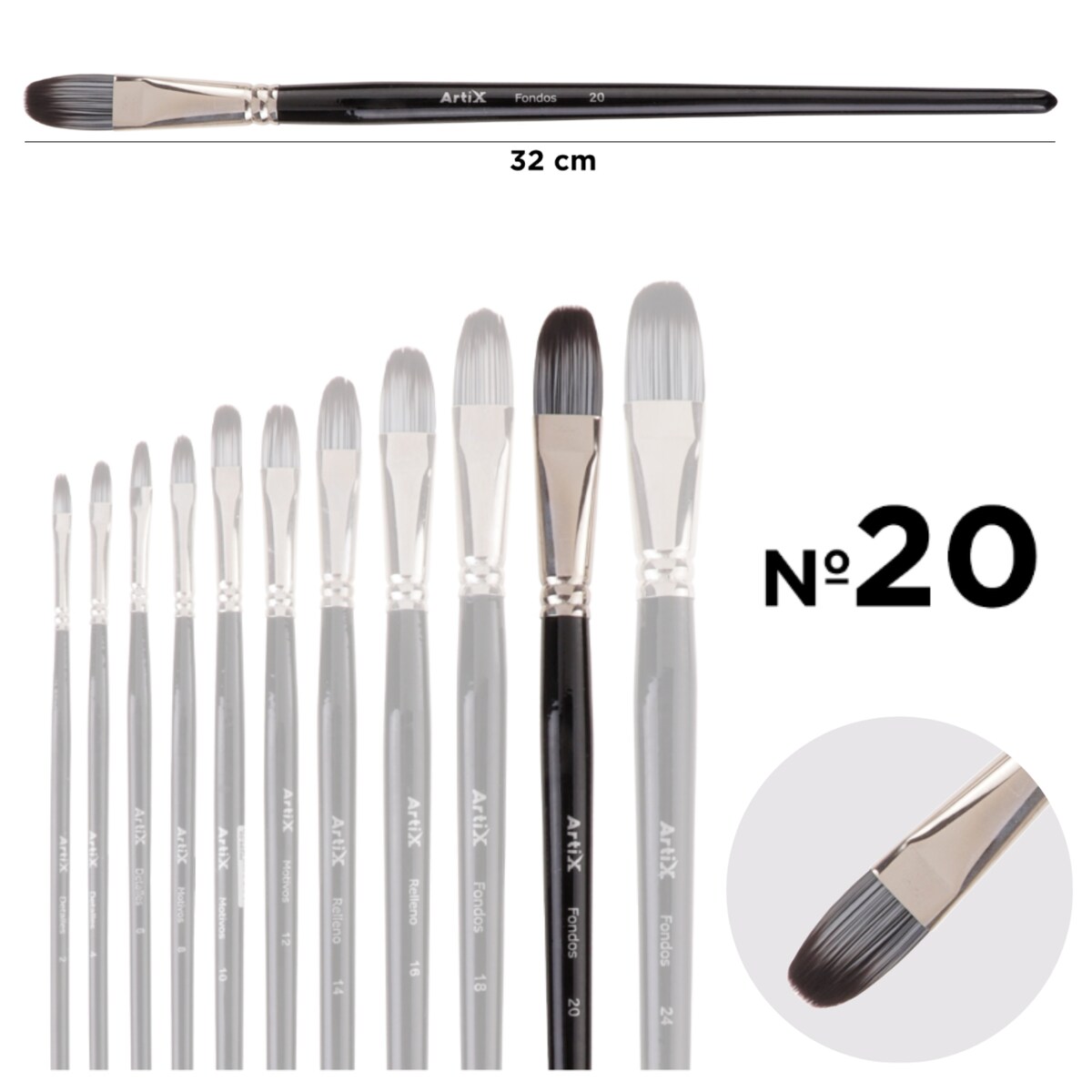 pędzel artystyczny koci język nr 20 artix pp298-10 profesjonalny