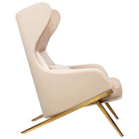 Komfortowy fotel do sypialni Hampton welur beżowy złoty