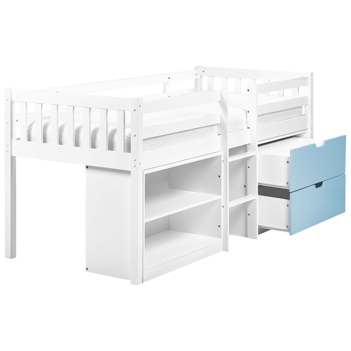 Łóżko na antresoli Drewno SUSVILLE 90 x 200 cm Niebieski