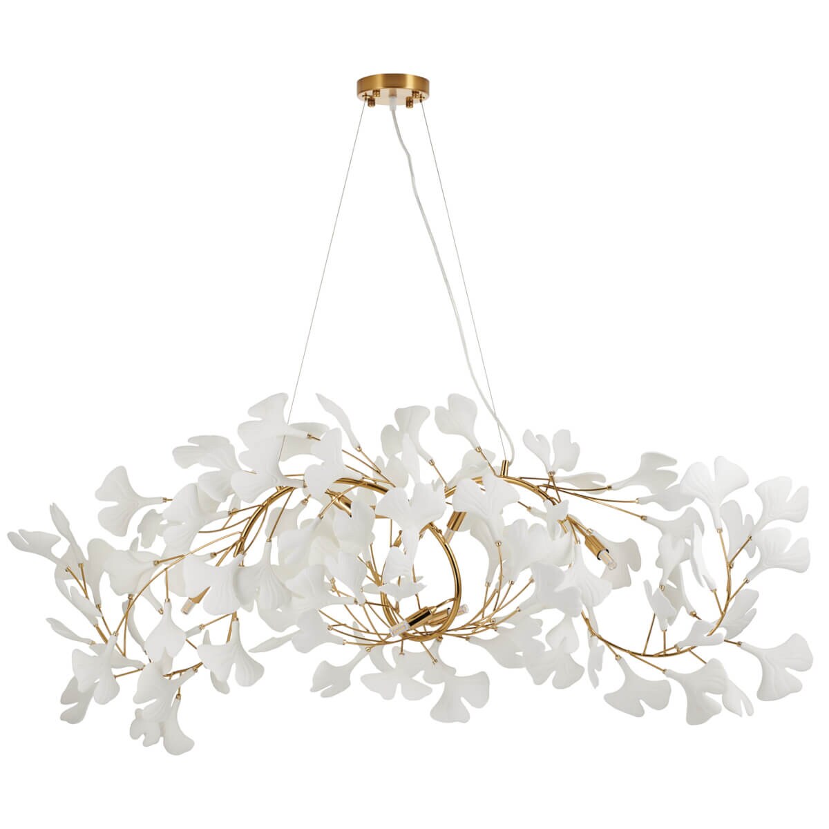 Dekoracyjna lampa wisząca Botanika XY080P-120 Step liście ceramika biały złoty