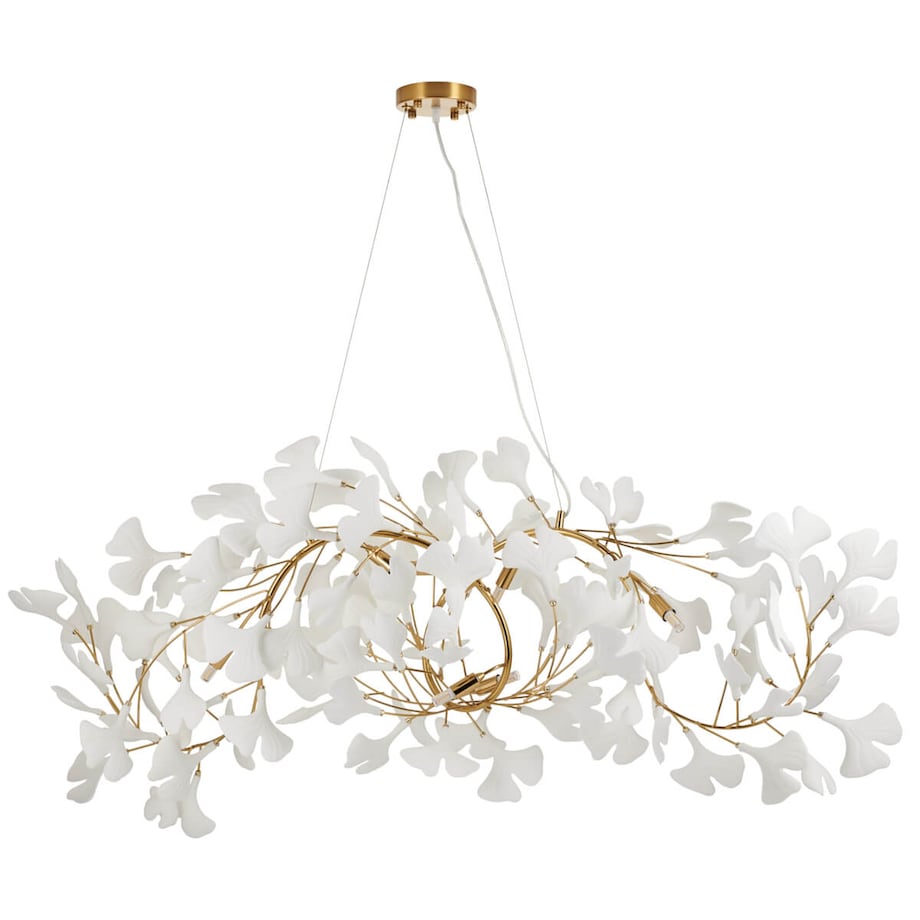 Dekoracyjna lampa wisząca Botanika XY080P-120 Step liście ceramika biały złoty