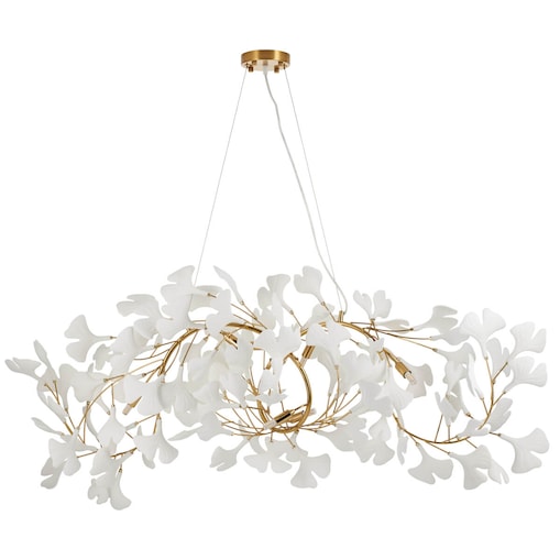 Dekoracyjna lampa wisząca Botanika XY080P-120 Step liście ceramika biały złoty