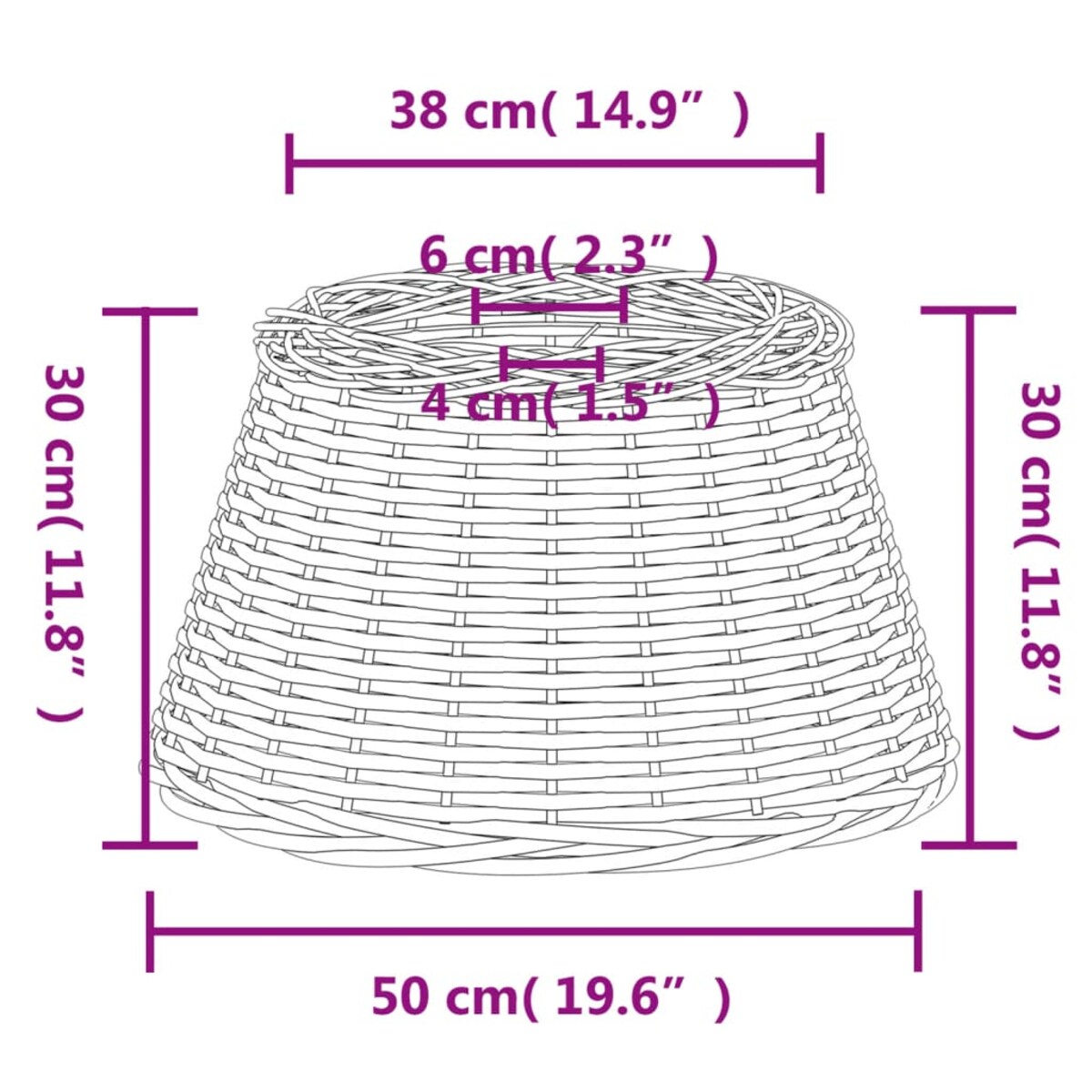 vidaXL Klosz lampy wiszącej, brązowy, Ø50x30 cm, wiklina