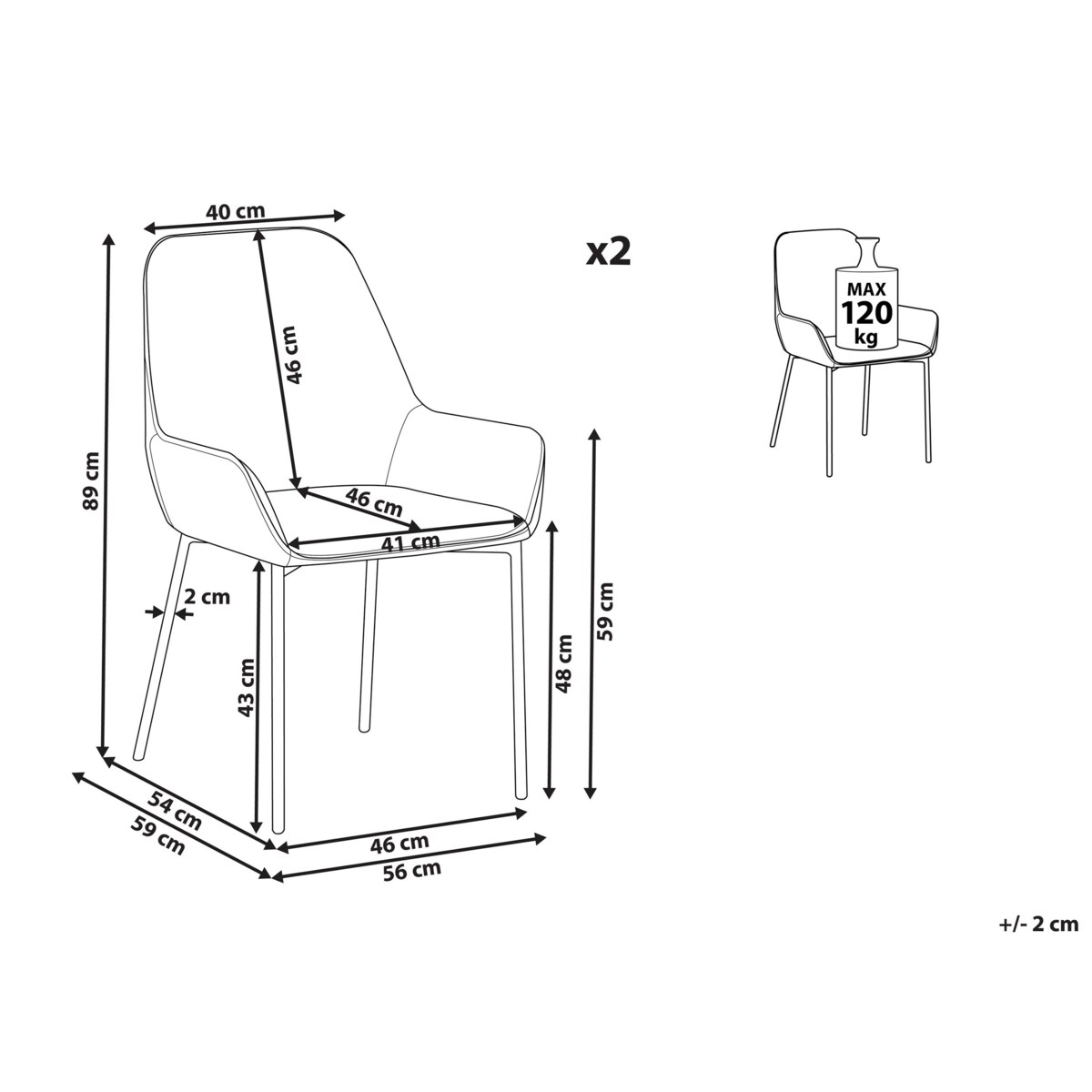 Zestaw 2 krzeseł do jadalni welurowy szary LOVERNA
