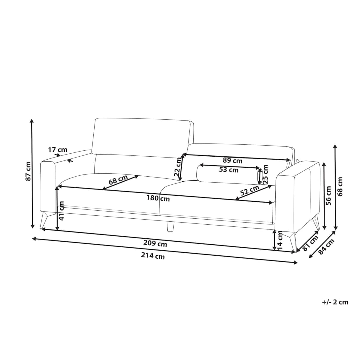 Sofa 3-osobowa zielona ANGE