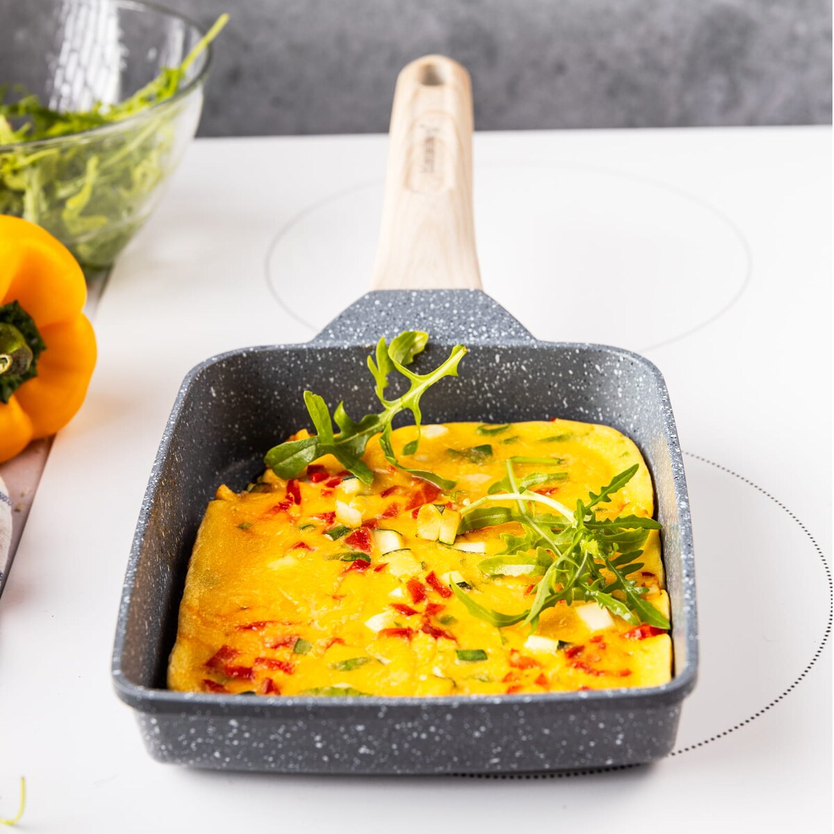 Patelnia tradycyjna marmurkowa prostokątna głęboka 18x14cm SZARA KLAUSBERG