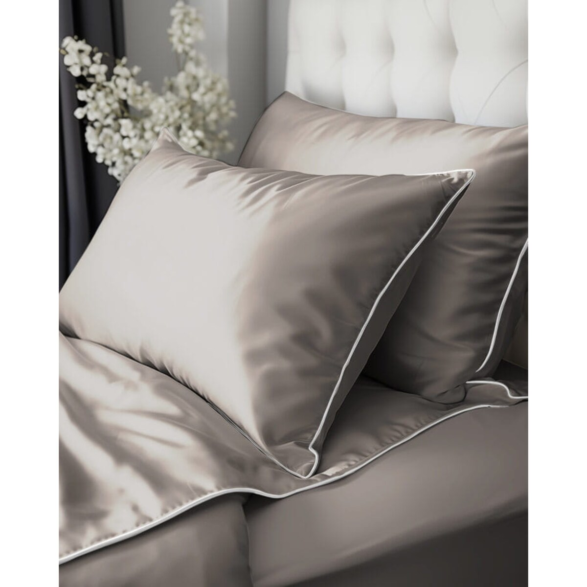 Pościel Pure z Makosatyny bawełnianej 160x200 Beżowa Premium