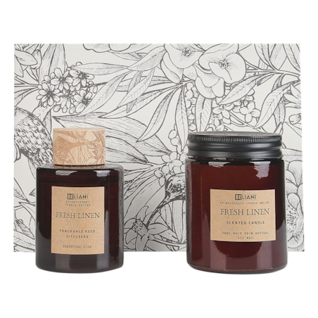 Zestaw zapachowy świeca sojowa i dyfuzor z patyczkami świeże pranie DARK ELEGANCE