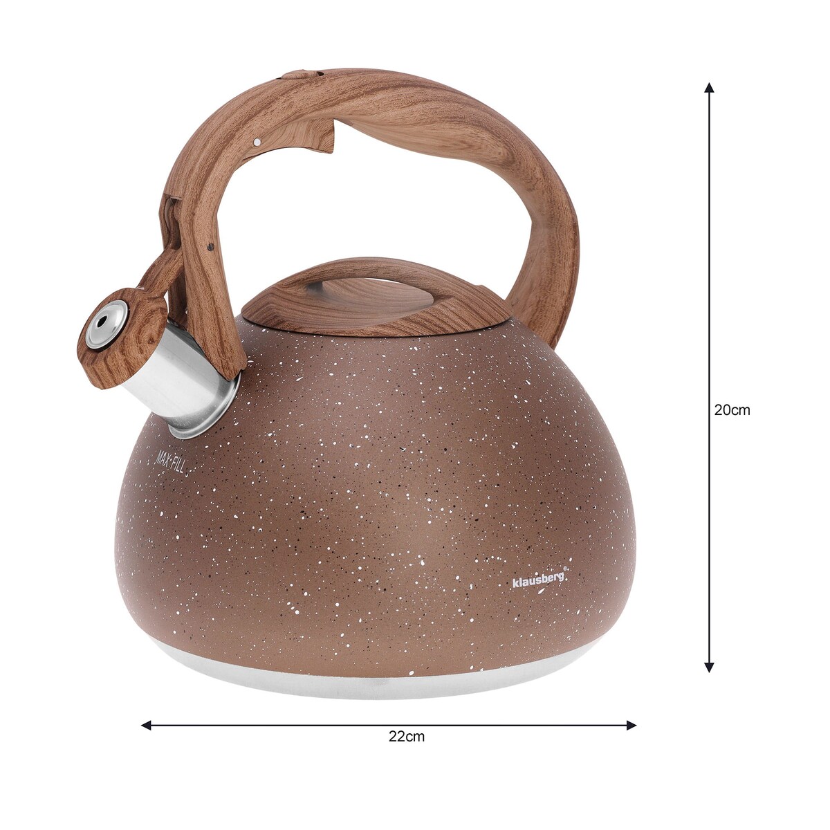 Czajnik stalowy z gwizdkiem 2.8L Wood Line miedziany KLAUSBERG