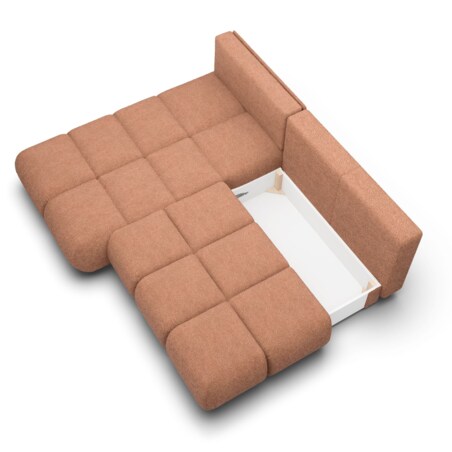 Pikowany Narożnik MILA rozkładany bez boczków lewy ceglasty