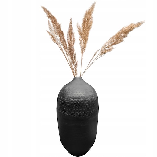 WYSOKI WAZON PODŁOGOWY 48cm CZARNY loftowy metalowy do salonu na gałęzie