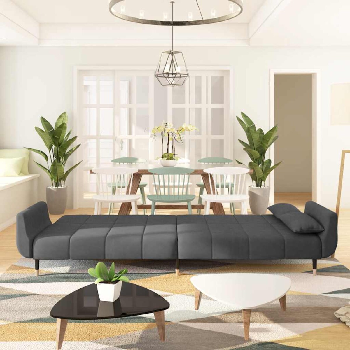 vidaXL 2-osobowa kanapa z 2 poduszkami, ciemnoszara, aksamitna