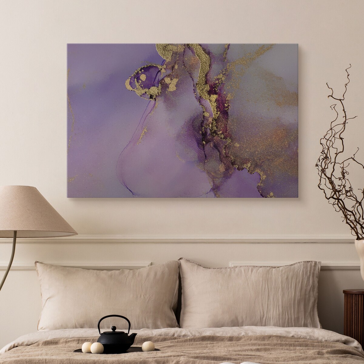 OBRAZ NA PŁÓTNIE FIOLETOWY MARMUR ABSTRAKCJA STYL GLAMOUR 120x80cm