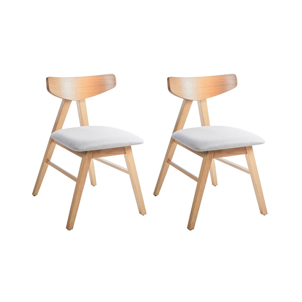 Zestaw 2 krzeseł do jadalni LACOTA Drewno Jasny brąz/ szary