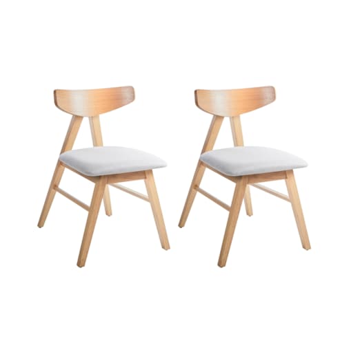 Zestaw 2 krzeseł do jadalni LACOTA Drewno Jasny brąz/ szary