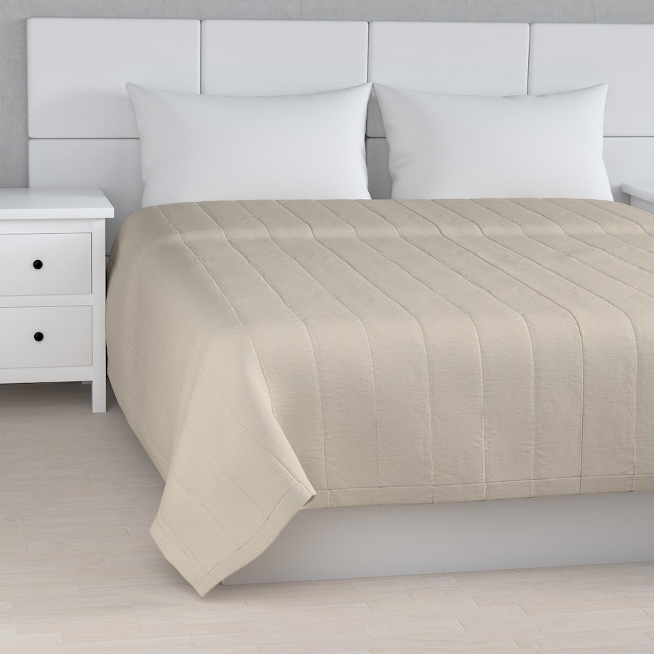 Narzuta pikowana w pasy 130x210 naturalny len