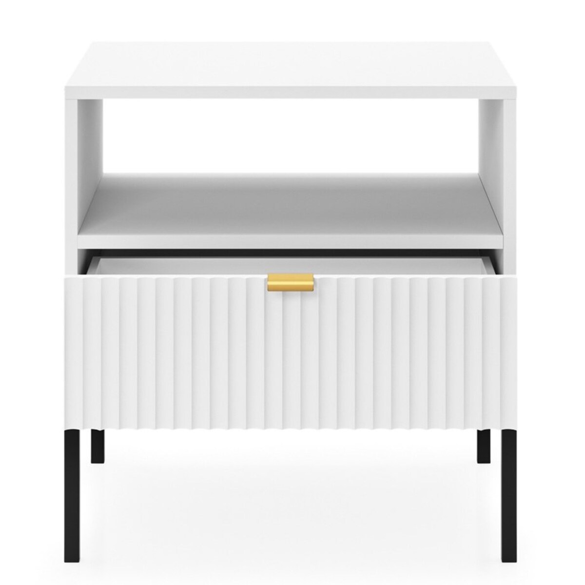 Szafka nocna Delicious ryflowana biała