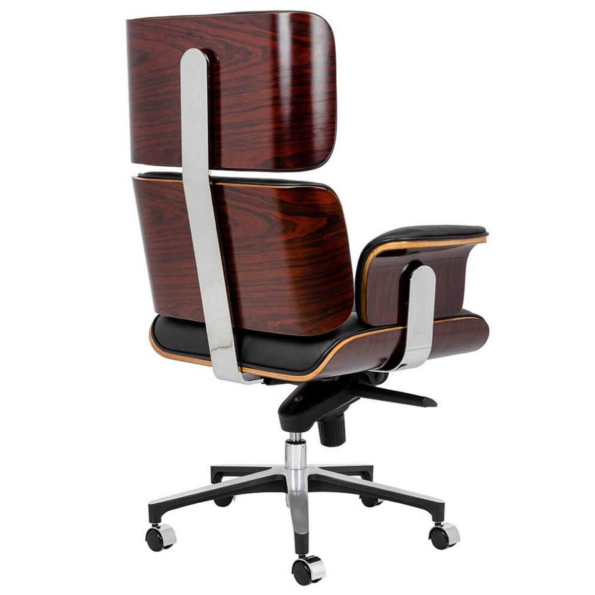 Skórzany fotel do gabinetu Lounge czarny sklejka różana, King Home