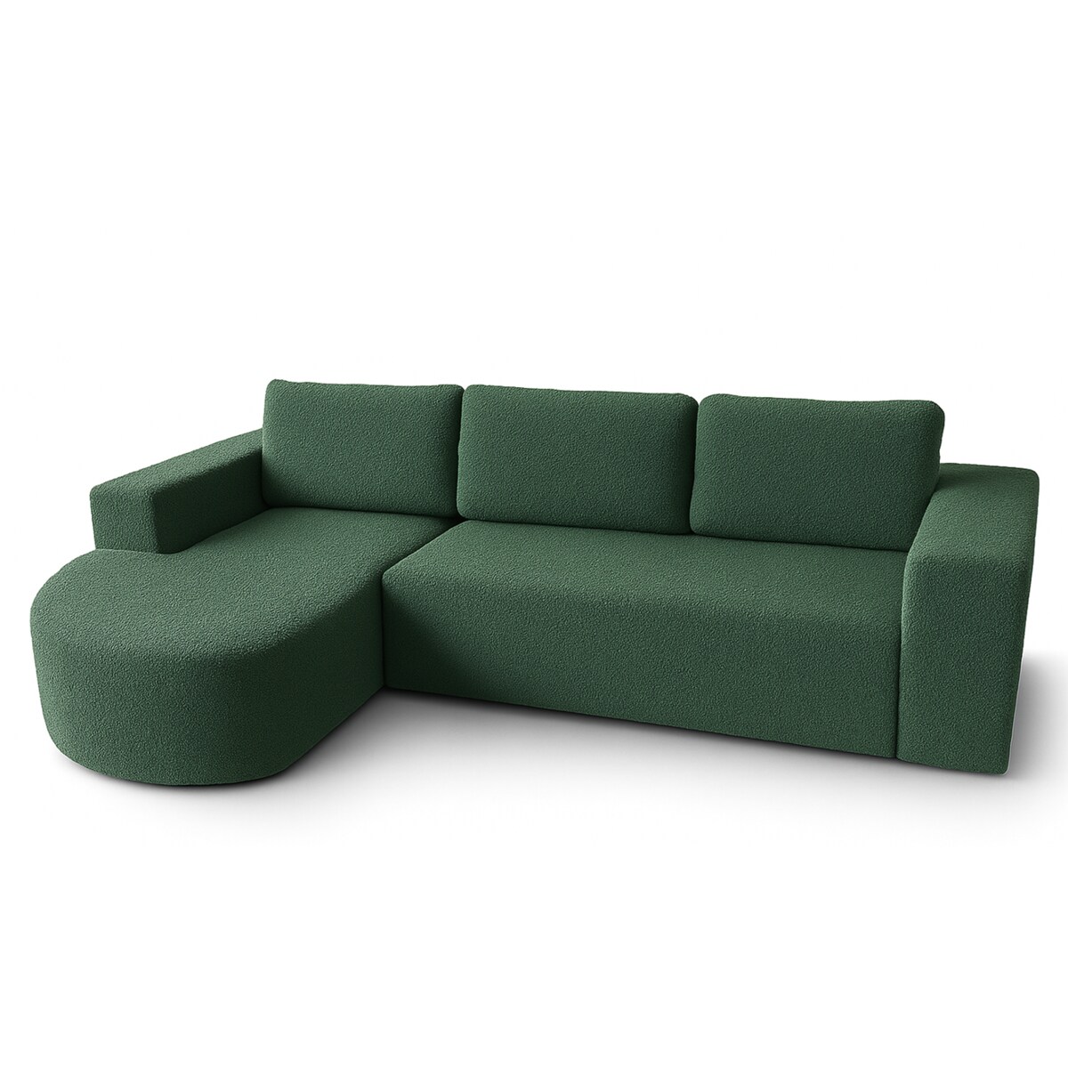 Narożnik Vello z funkcją spania do salonu, lewostronny- butelkowa zieleń