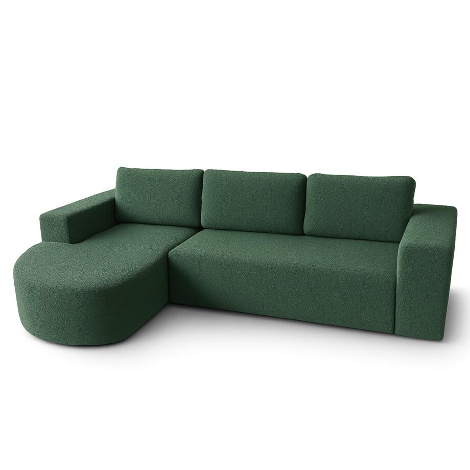 Narożnik Vello z funkcją spania do salonu, lewostronny- butelkowa zieleń