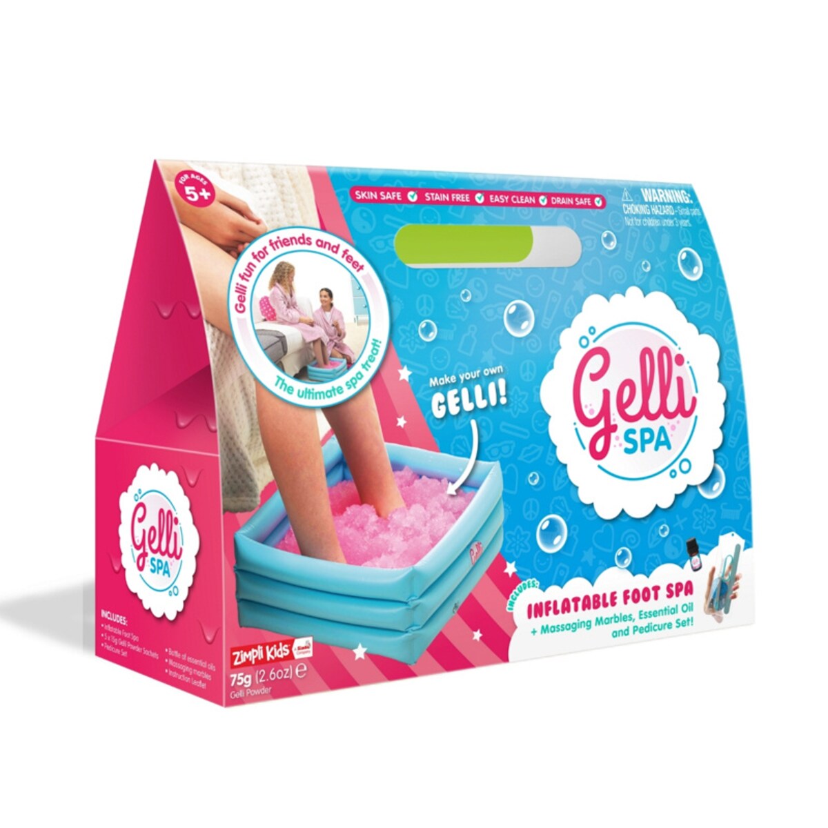 Domowe spa dla stóp zestaw do paznokci z przybornikiem dmuchaną miską i galaretką do kąpieli Gelli Spa 5+ Zimpli Kids