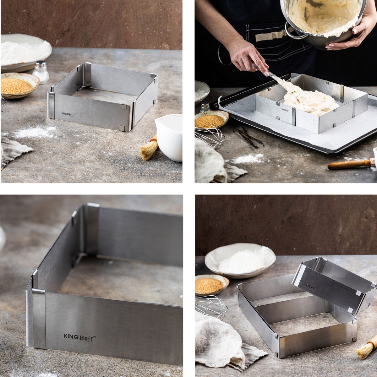 Regulowana forma do ciasta 28-15x5cm Tortownica Rant cukierniczy KINGHOFF