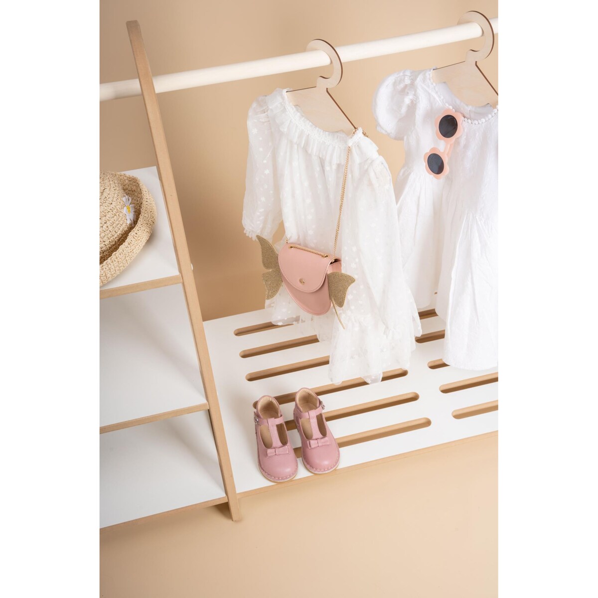 MAXI garderoba szafa wieszak montessori + 5 drewnianych wieszaczków