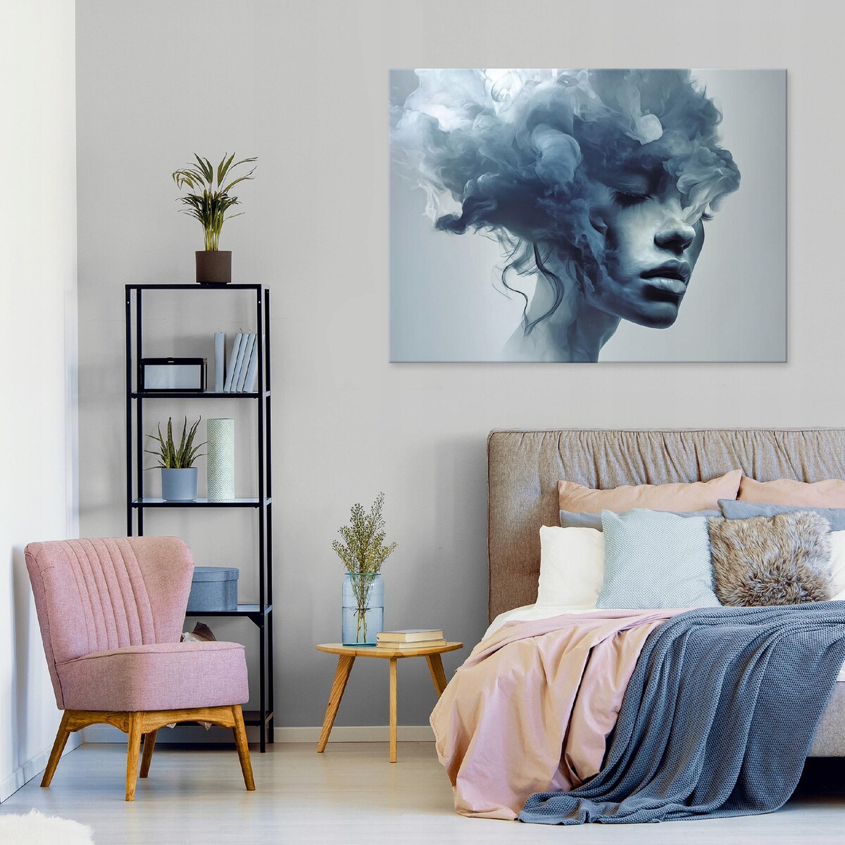 Obraz Do Sypialni Salonu Na Płótnie Kobieta Abstrakcja Niebieski 120x80