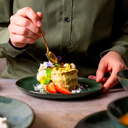 Serwis obiadowy Uminami zielony na 6 osób 18 szt. Nowoczesny Do zmywarki Komplet talerzy