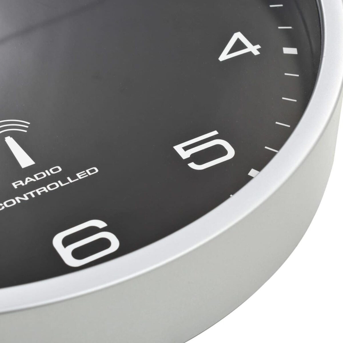 vidaXL Sterowany radiowo zegar z mechanizmem kwarcowym, 31 cm, czarny