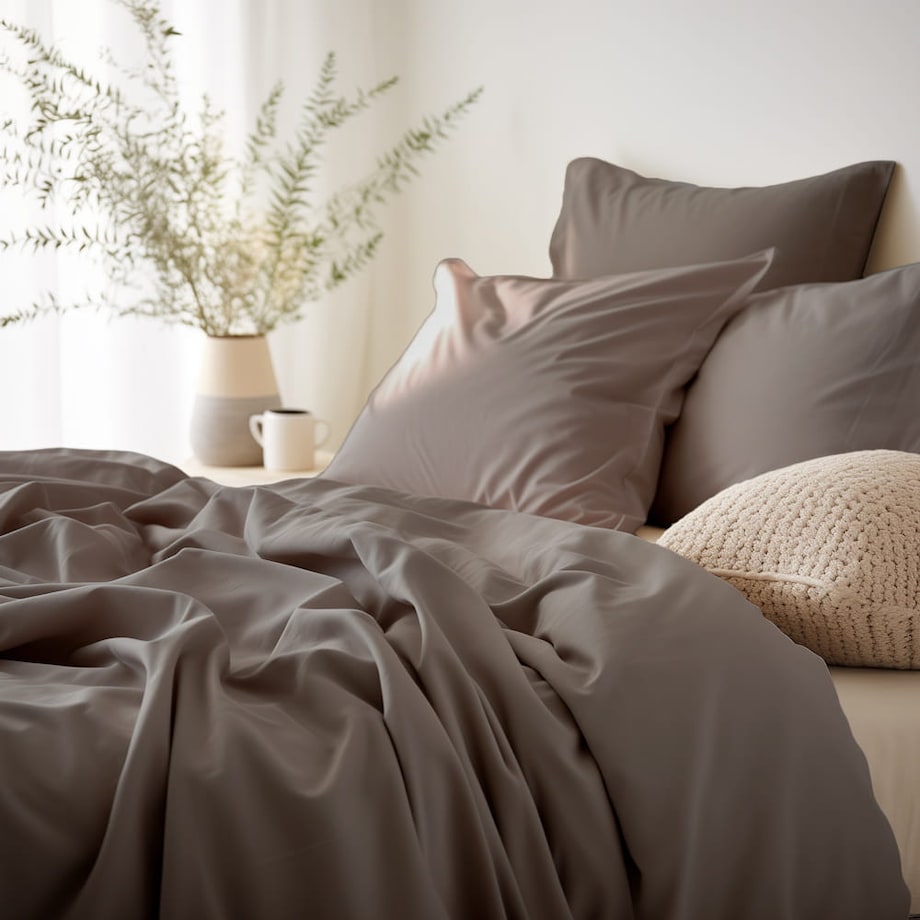 Pościel satyna bawełniana 180x200 kolor ciemny beż