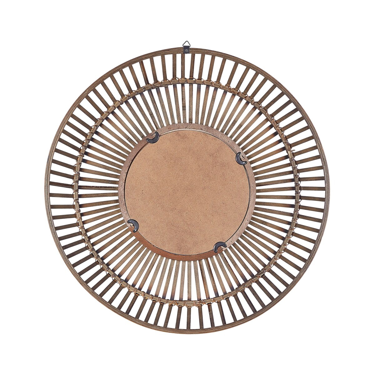 Bambusowe okrągłe lustro ścienne ø 66 cm ciemne drewno BLASITO