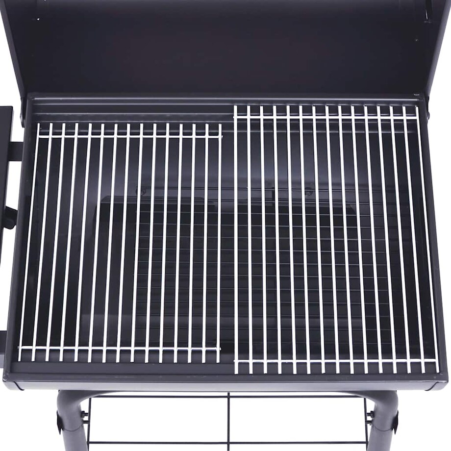 vidaXL Grill ogrodowy z wędzarnią i dolną półką, czarny