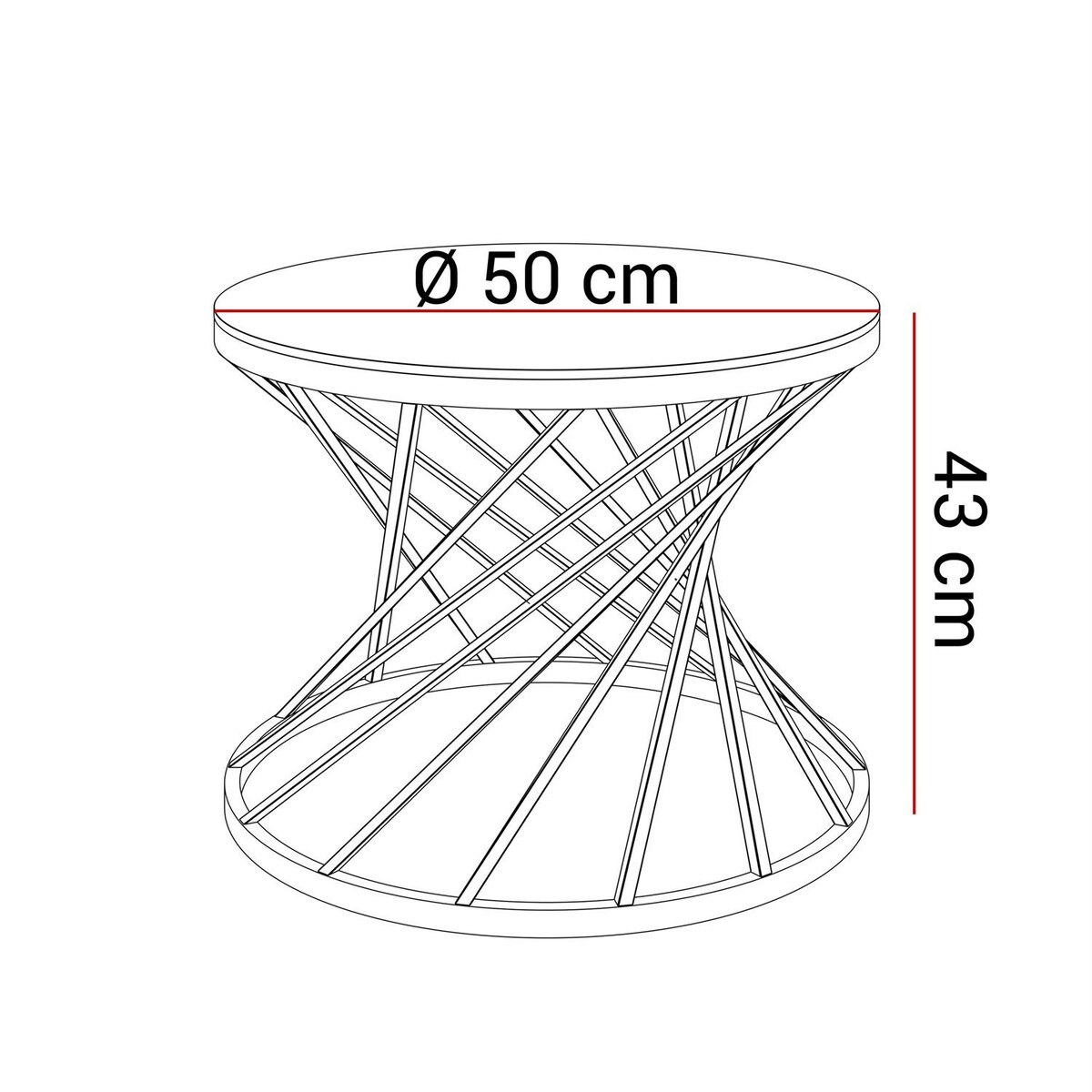 Stolik kawowy TAVIA złoty chrom szklany 50 cm