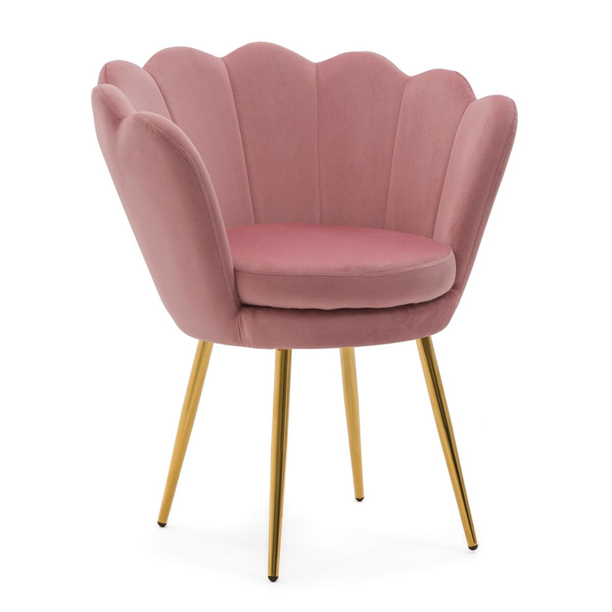 Muszelka krzesło welurowe różowe SHELL złote nogi do toaletki salonu biura