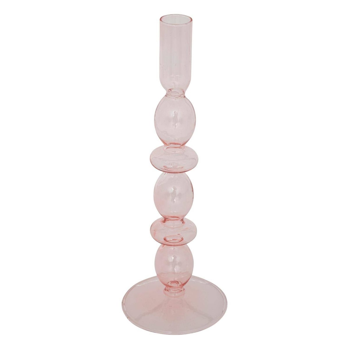 Świecznik na długą świecę, szklany, 25,7 cm