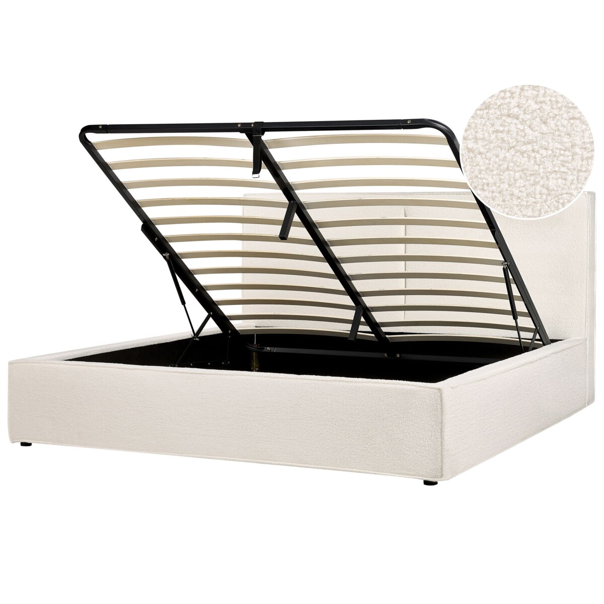 Łóżko z pojemnikiem Boucle MOISSAC 180 x 200 cm Złamana biel