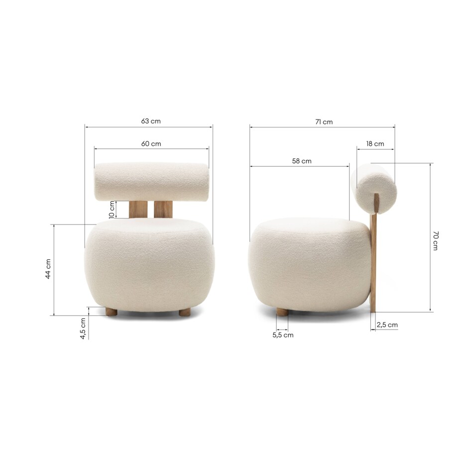 Fotel tapicerowany HANNI jasnobeżowy 70x63x71 cm