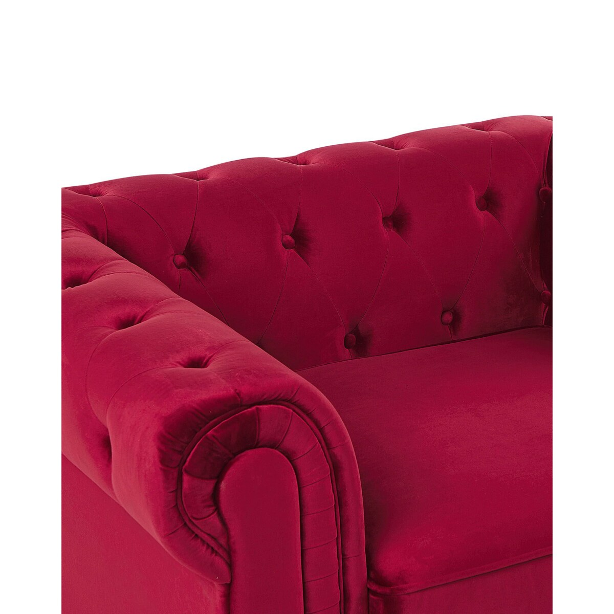 Fotel welurowy czerwony CHESTERFIELD