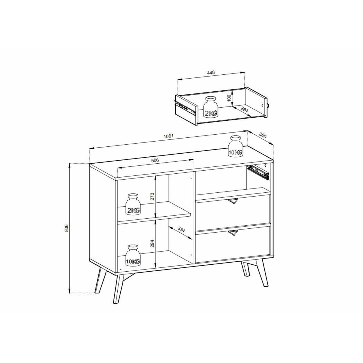 Komoda Sage Wood 3 szuflady, 1 szafka