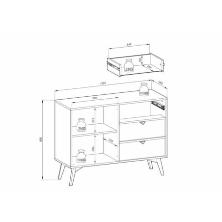 Komoda Sage Wood 3 szuflady, 1 szafka