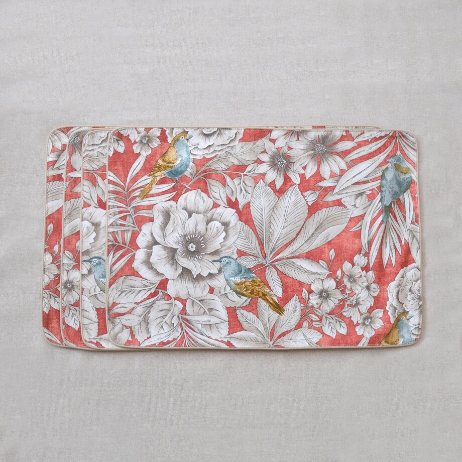 Podkładki dwustronne z motywem liści i ptaków Topaz & Mirha – komplet 4 szt.