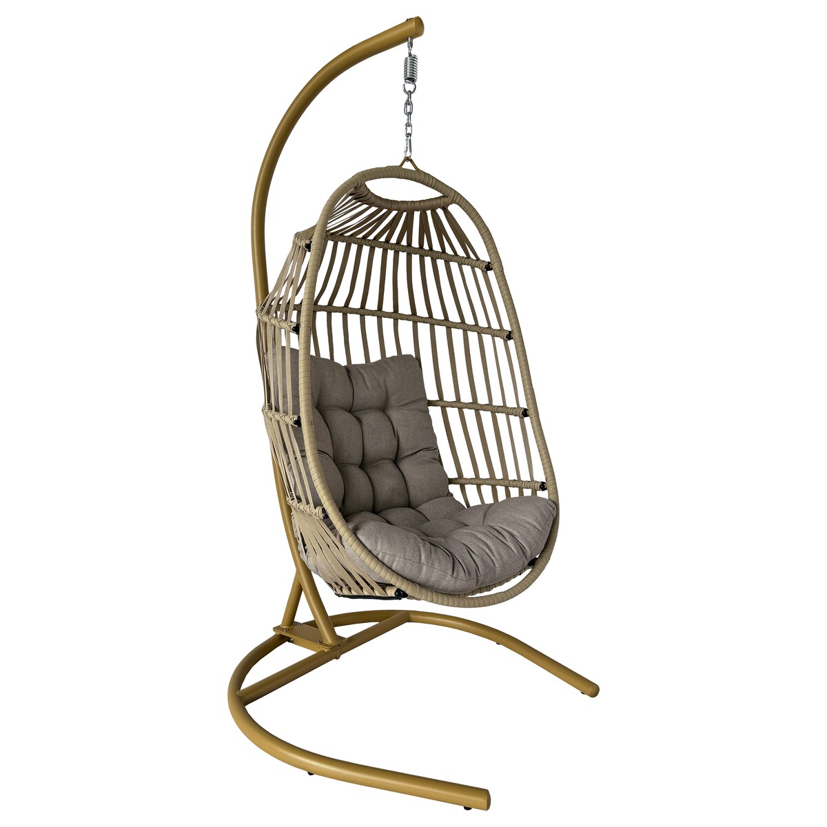 FOTEL WISZĄCY KARI POLIRATTANOWY W KOLORZE BEŻOWYM