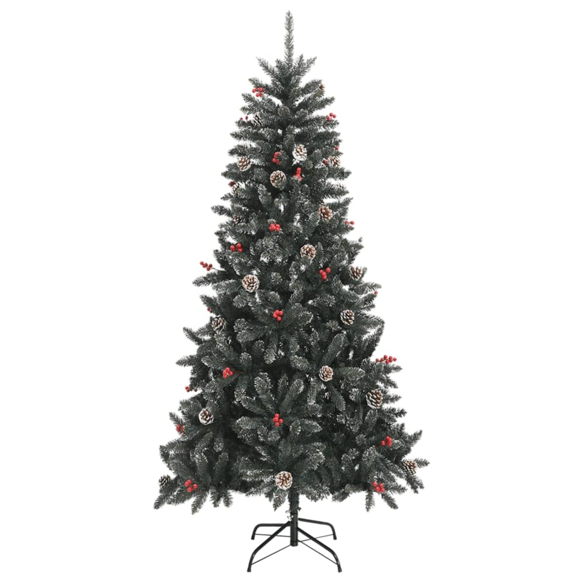 vidaXL Sztuczna choinka ze stojakiem, zielona, 210 cm, PVC