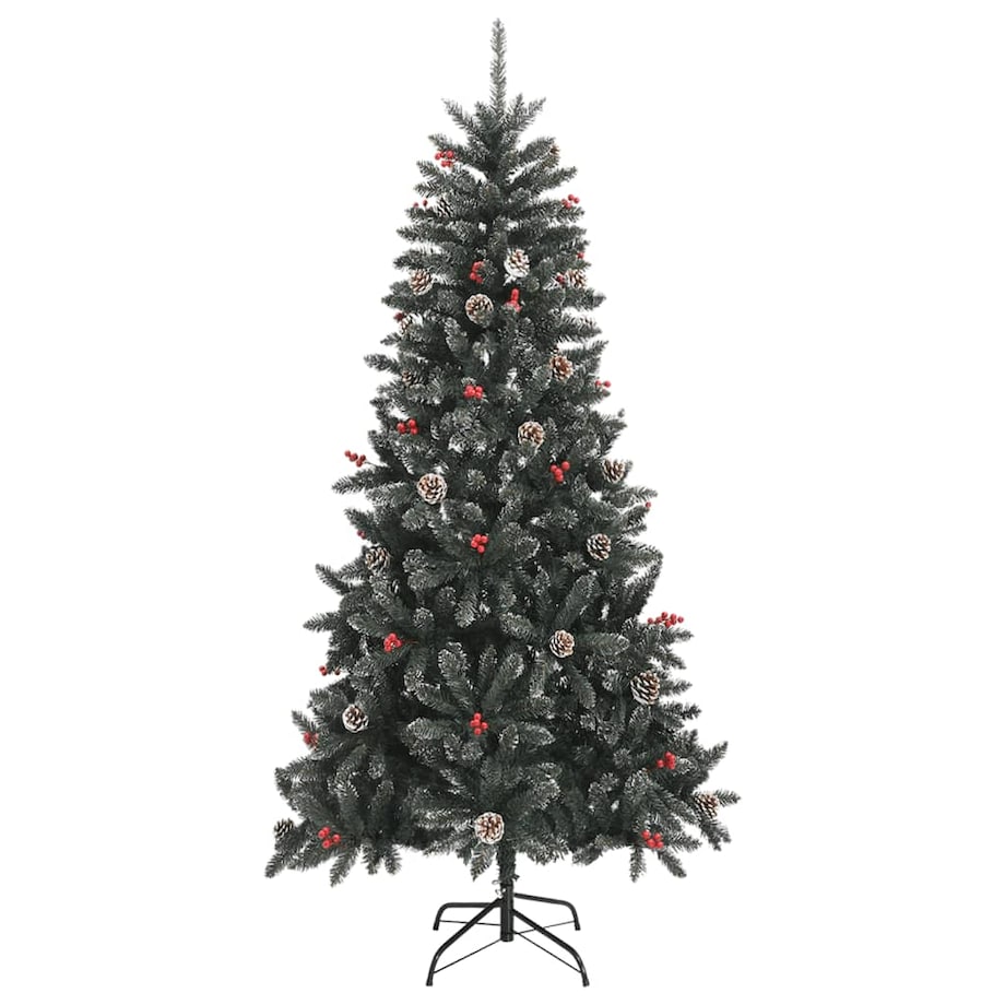 vidaXL Sztuczna choinka ze stojakiem, zielona, 210 cm, PVC