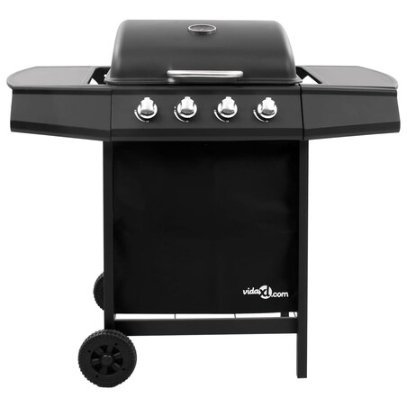 vidaXL Grill gazowy z 4 palnikami, czarny
