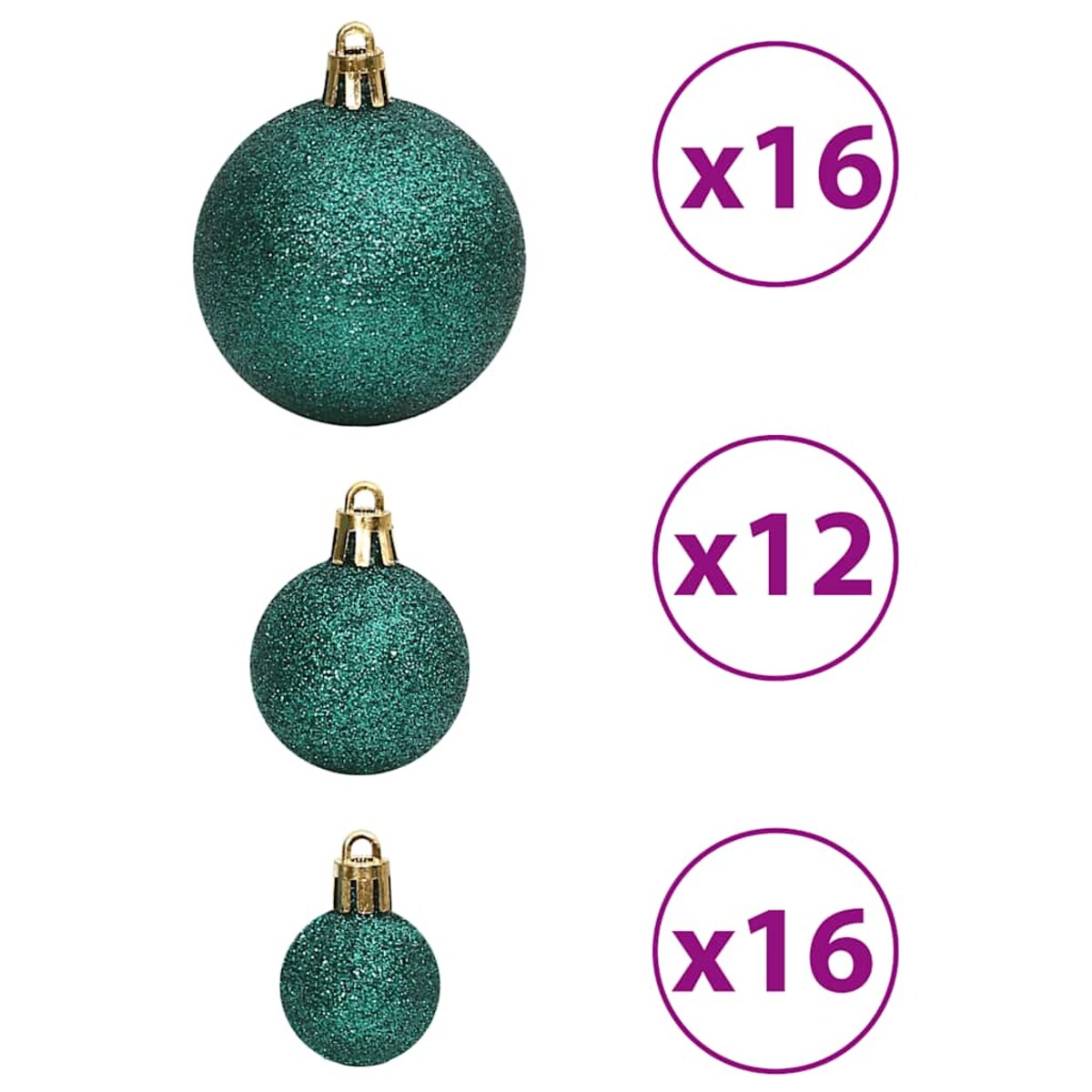 vidaXL Bombki świąteczne, 100 szt., zielone, 3/4/6 cm