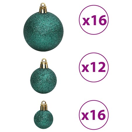 vidaXL Bombki świąteczne, 100 szt., zielone, 3/4/6 cm